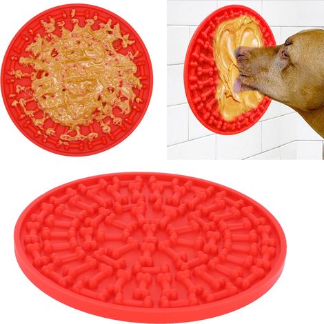 Tapis d'alimentation pour chien en silicone avec ventouse, accessoire pour le bain et le toilettage, rouge (1/5)