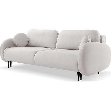 Selsey BAFRA - Dreisitzer-Sofa mit Schlaffunktion und Bettkasten, Easy-Clean Samtbezug Creme (1/5)
