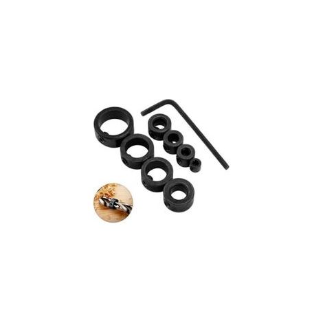 Litzee – Set di 8 punte da trapano con fermo di profondità – Acciaio al carbonio 3-16 mm – Resistente alla ruggine – Per forature precise nel legno – Crezuo (1/3)