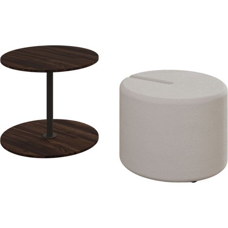 Beistelltisch mit Hocker aus Holz "Vexana" - 43 x 43 x 47 cm - Braun