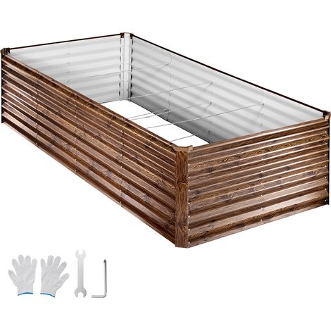 Mophorn Galvanized Metal Raised Garden Bed, 8 x 4 x 2 ft, Rectangular Outdoor Planter Box Kit, Bottomless Elevated Planting Box with Gloves, Alu-Zinc Material, Ideal for Growing Vegetables and Flowers (1/5)