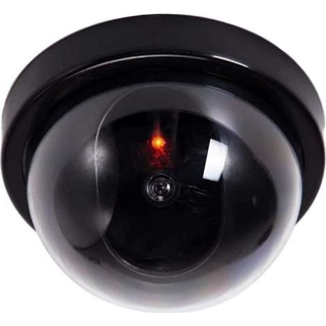 Caméra factice avec objectif, caméra de surveillance factice avec lumière LED rouge, imitation réaliste pour mur, plafond