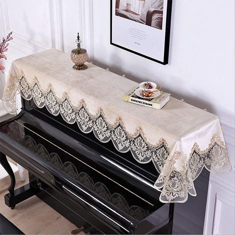 Couverture complète de piano, demi-couverture de piano en dentelle élégante de luxe à la mode électronique épaisse, 85 cm  220 cm (1/5)