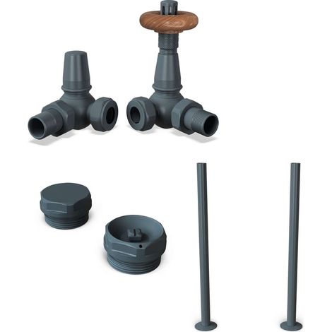 Derry Traditional - Thermostatic Radiator Valve & Installation Kit - Anthracite Corner 15mm