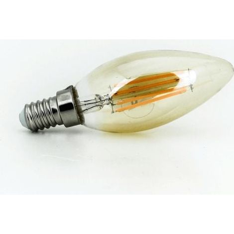 Bombilla Vela LED Regulable E14 4W 2200K Cristal Dorado