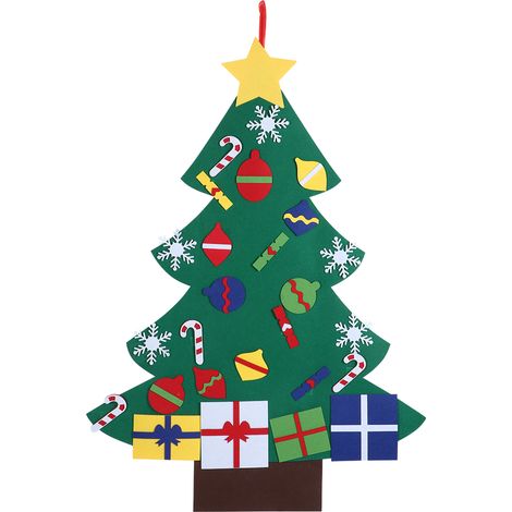 Arbre de Noël en feutrine DIY - Décoration murale à accrocher, Idée cadeau pour enfants, Fournitures de fête (1/5)