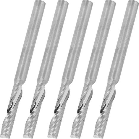 5 pièces Fraises à Bois en Carbure de Tungstène, Fraises Spirales pour Sculpture et Découpe, 3.175 x 15mm