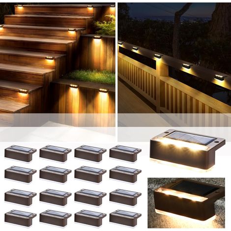 Lampe Solaire Extérieur - Lot De 16 - Plastique IP65 - 6 LED Auto - Jardin Escalier Terrasse - Blanc Chaud (1/5)