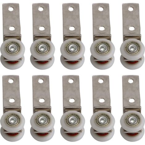 Coude de conduit en métal 6,5 x 1,9 cm – Bloc de poulie avec 2 roulettes en plastique – Support jusqu'à 40 kg pour porte coulissante (1/5)