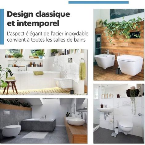 Jeu de 4 Brosses WC, Balai Nettoyage WC avec Manche en Acier Inoxydable, Design Élégant et Classique (1/4)