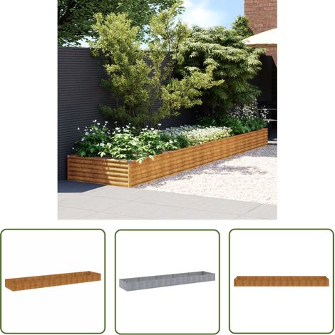 The Living Store Lit surélevé de jardin 482x100x36 cm acier corten - Jardiniere Exterieur - Bac A Fleurs - Lit Surélevé - Acier Corten - Decoration Jardin (1/5)