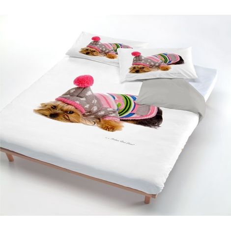 Copripiumino stampa digitale made in italy, 3 misure 100%cotone 1 Piazza e mezza - Bianco