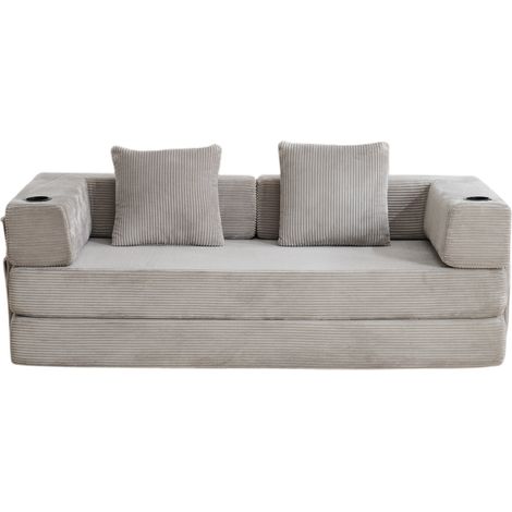 CHICFURN Divano letto 185x92,5 cm in velluto a coste grigio chiaro salvaspazio senza montaggio (1/5)