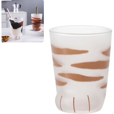 Verre à café pattes de tigre en verre pour chats, 1 pièce tasse mignonne pour petit-déjeuner, lait, bureau, cadeau