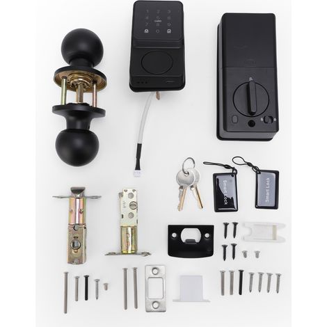 Ortviai Serrure intelligente pour porte en verre sans cadre 10-12 mm – reconnaissance d’empreintes digitales, WiFi, 8 langues (1/4)
