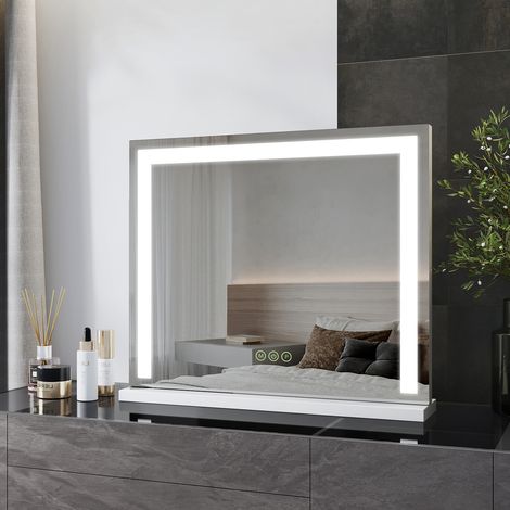Heilmetz Hollywood Vanity Mirror, Dressing Table Mirror with Lights, Tabletop Vanity Mirror with Touchscreen 3 Color Lighting Modes, Adjust Brightness, 600×520×34mm, White (1/5)