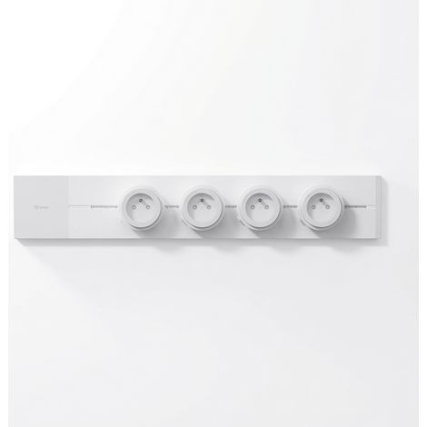 GONEO Multiprise Murale Blanc, Rail de prise électrique amovible 50cm et 4 Adaptateurs 230VAC 3680W 16A (1/5)