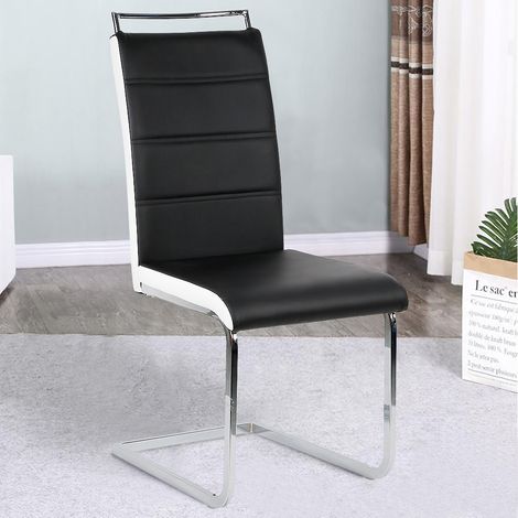 Lot de 4 chaises pour salle à manger Noir/Blanc (1/5)