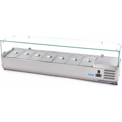 Saladette professionnelle 7 bacs GN 1/3 - Réfrigérateur de comptoir 160 cm - Maxima (1/5)
