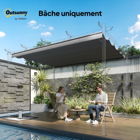 Pérgola/cenador retráctil de 4 x 3 m con toldo (solo el toldo, 350 x 260 cm, gris claro) (1/5)
