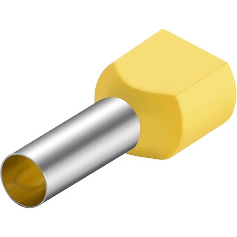 Embouts à sertir, TE6014, AWG102/2  6mm², Embouts pour cordons jumelés, Terminaux pour cordons jumelés, Longueur 14 mm, Jaune, Paquet de 100