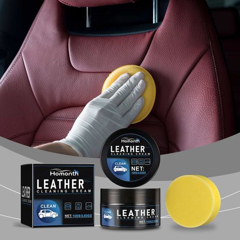 Crème d'entretien pour le cuir des sièges de voiture - 100 g + éponge (1/5)