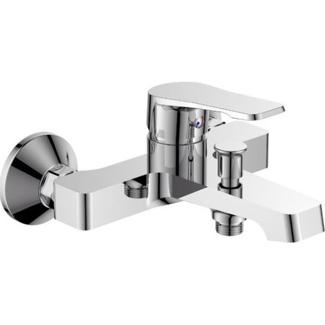 Rubinetto per bagno miscelatore orientabile quadrato vasca in ottone cromato lucido (1/3)