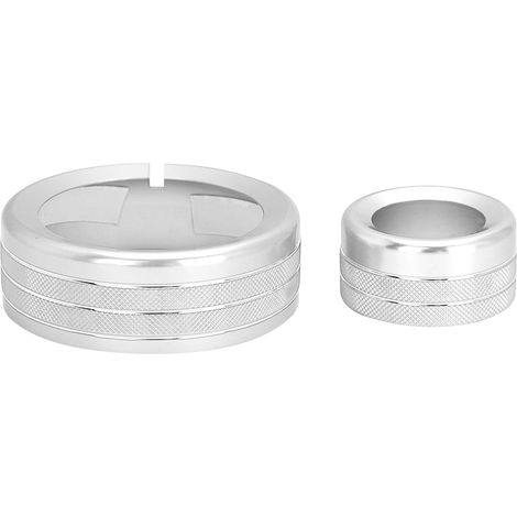 Ensemble de deux anneaux décoratifs en alliage d'aluminium pour boutons de commande multimédia, compatibles avec Alfa Romeo Giulia/Stelvio 2020, couleur argent. (1/5)