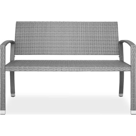 Banc de jardin en polyrotin 2 places 122 x 90 x 55 cm - Gris (1/5)