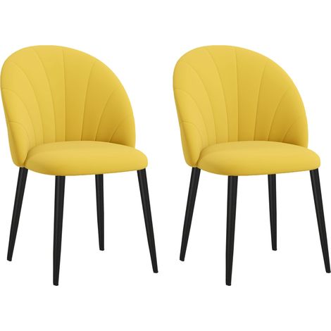 Set 2 Sedie Design Nordico 52x54x79 cm Tessuto Effetto Velluto Giallo (1/5)