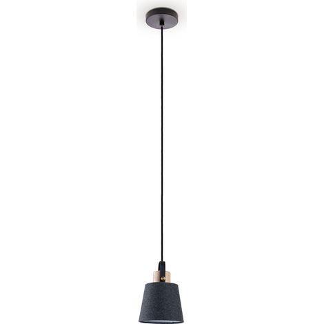 Paco Home Sospensione Tavolo Da Pranzo Lampada Soggiorno Paralume Deco Tessuto E27 Nero-Grigio, Ø15cm