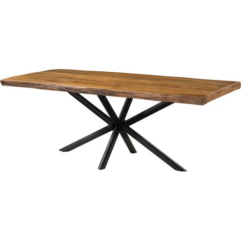 Tavolo da pranzo in legno di mango 180x90x76 laccato naturale / gambe incrociate antracite matt FREEFORM 5