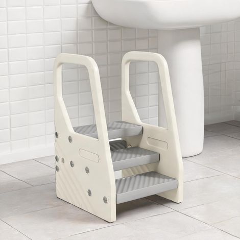 Marchepied enfant réglable en plastique avec poignée grau (1/5)
