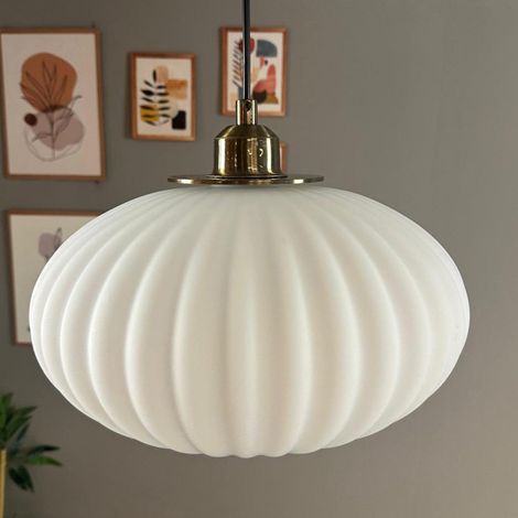 Bamyum Elegant Suspension Luminaire Verre Rétro en Metal de 30 cm, Lustre de Salon Vintage, Éclairage de Plafond pour Chambre et Cuisine (1/4)