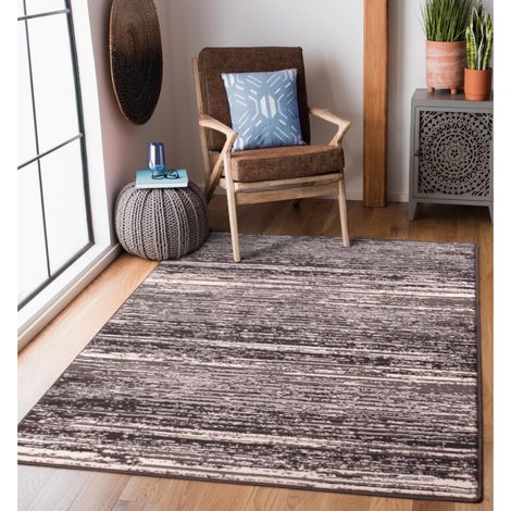 Modern Poly Blizzard Abstract Stripes Dark Grey Rug Floor Mat Carpet Small 80 x 150 cm (2'6"x5'0") (1/4)