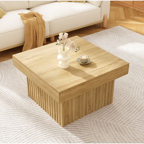 Mesa de centro 79x79x46 cm color natural en MDF y tablero de partículas con diseño minimalista (1/5)