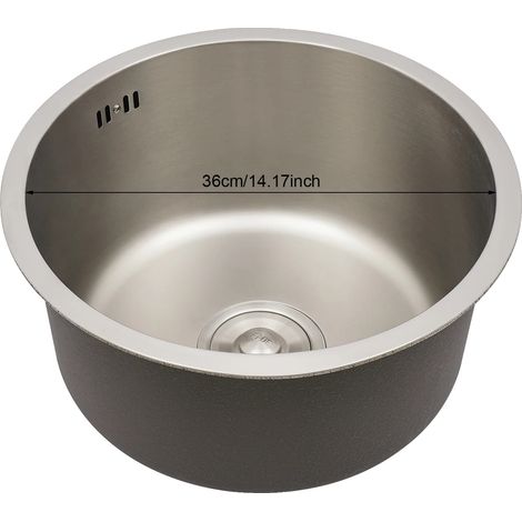 Évier de cuisine sous plan, en acier inoxydable, grand bol simple, Argent (1/2)
