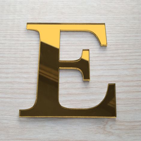Lettre Miroir Or Décorative Plexiglass.- E - 15 cm
