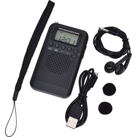 Radio Portable Mini Radio de Poche avec Haut-Parleur FM/AM Numérique Stéréo DSP Récepteur avec Réveil et Minuterie pour Maison et l\\'extérieur Marche Radio Personnel avec Ecouteurs(100x60x15mm) (1/4)