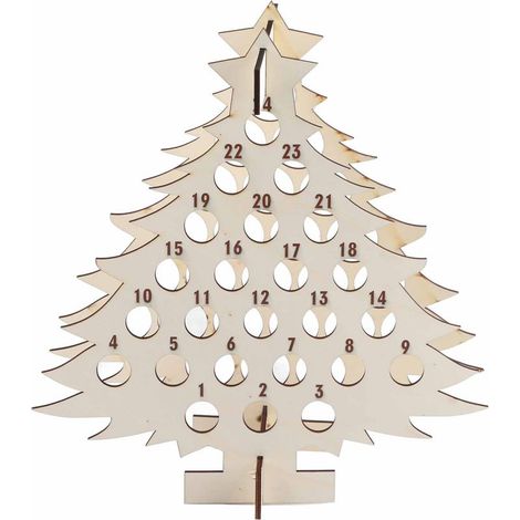 Adventskalender aus Holz mit 24 Weihnachtsbäumen, Mini-Flaschenhalter, Dekoration, Geschenk (1/5)