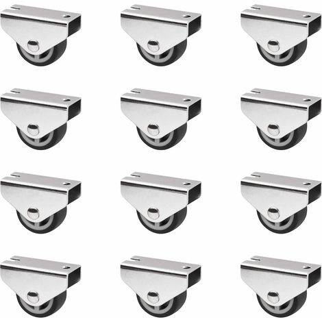 Lot de 12 Roulettes pour caissons PASSAU (Ø 30 mm, pour montage sous-structure, gris foncé) Roulette de meuble de transport Idéale pour les caissons de lit et les tiroirs au sol (1/5)