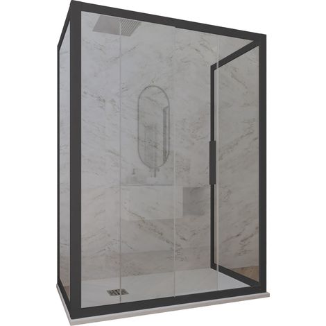 Box doccia scorrevole 3 lati 80x140x80 cm Antracite Deco Trio