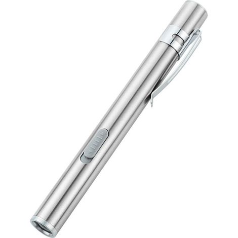 Mini-LED-Taschenlampe im Stiftformat, weiß, aus Edelstahl, wiederaufladbar, für den Außeneinsatz (1/5)