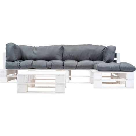 Maison Exclusive - 4-tlg. Paletten-Lounge-Set mit Kissen in Grau