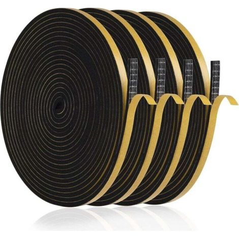 Fenetre Isolation Anti Froid, 20m Joint Porte d'entrée Mousse Adhésif 6 x 3mm Bande Etancheite Autocollante Isolant Fenêtre Contre le vent, Anti pluie, Anti-bruit (Noir),de (1/4)