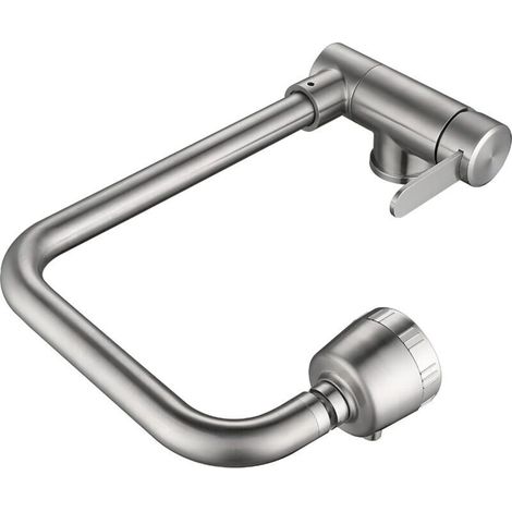 Robinet de cuisine extractible SJQKA, robinet de cuisine sous plan avec 2 pulvérisateurs, robinet d'évier pivotant à 360° en acier inoxydable 304 (nickel brossé) (1/3)