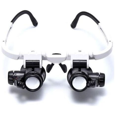 Lunettes loupe à fixation sur la tête, bandeau loupe avec lumière LED, loupe de bijoutier avec 3 lentilles interchangeables 8X 15X 23X, pour bijoux, lunettes, montre, outil de réparation électronique (1/5)