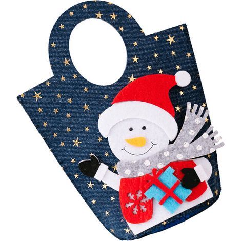 Sac en tissu sur le thème des vacances, sacs-bonhomme de neige (1/2)