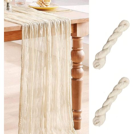 Nappe en gaze beige, deux pièces, idéale pour les fêtes, style champêtre, baby showers, enterrements de vie de jeune fille et mariages. Couleur beige. (1/5)