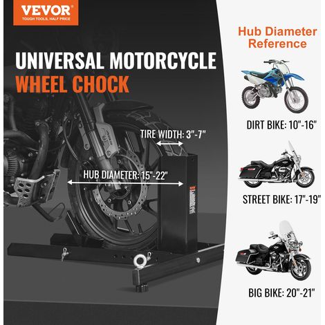 Bloque Roue Moto 816,5 kg Cale Roue Moto Dia. 381-558,8 mm Largeur 76,2-177,8 mm Support de Transport de Moto en Acier Stand pour S… (1/5)